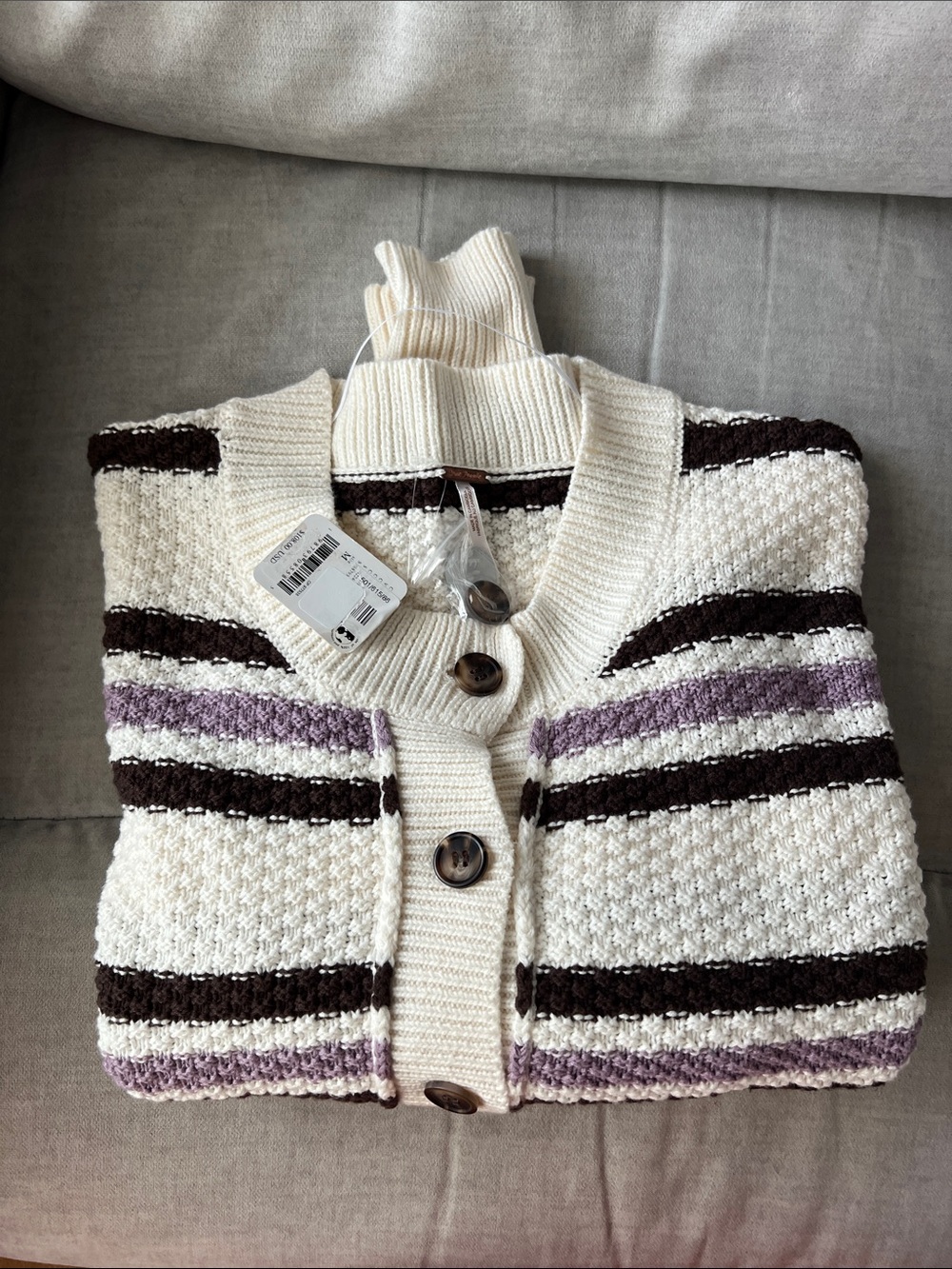 Free People Striped Cardi in Ivory Combo Size Small & Medium NWT - Picture 4 of 12